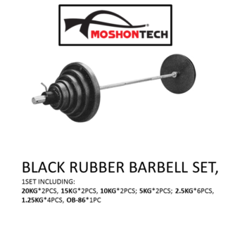 BLACK RUBBER BARBELL SET